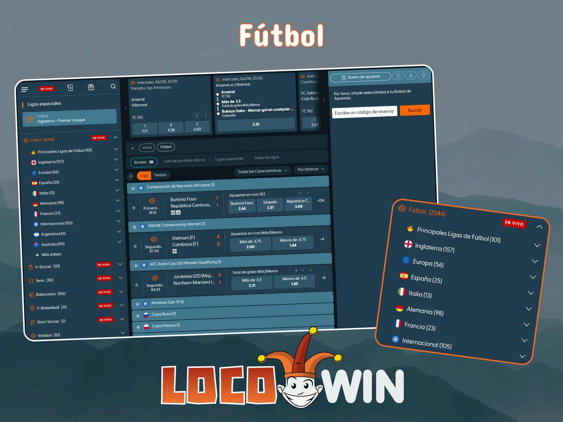 Haz tus apuestas de fútbol en la página web de LocoWin.
